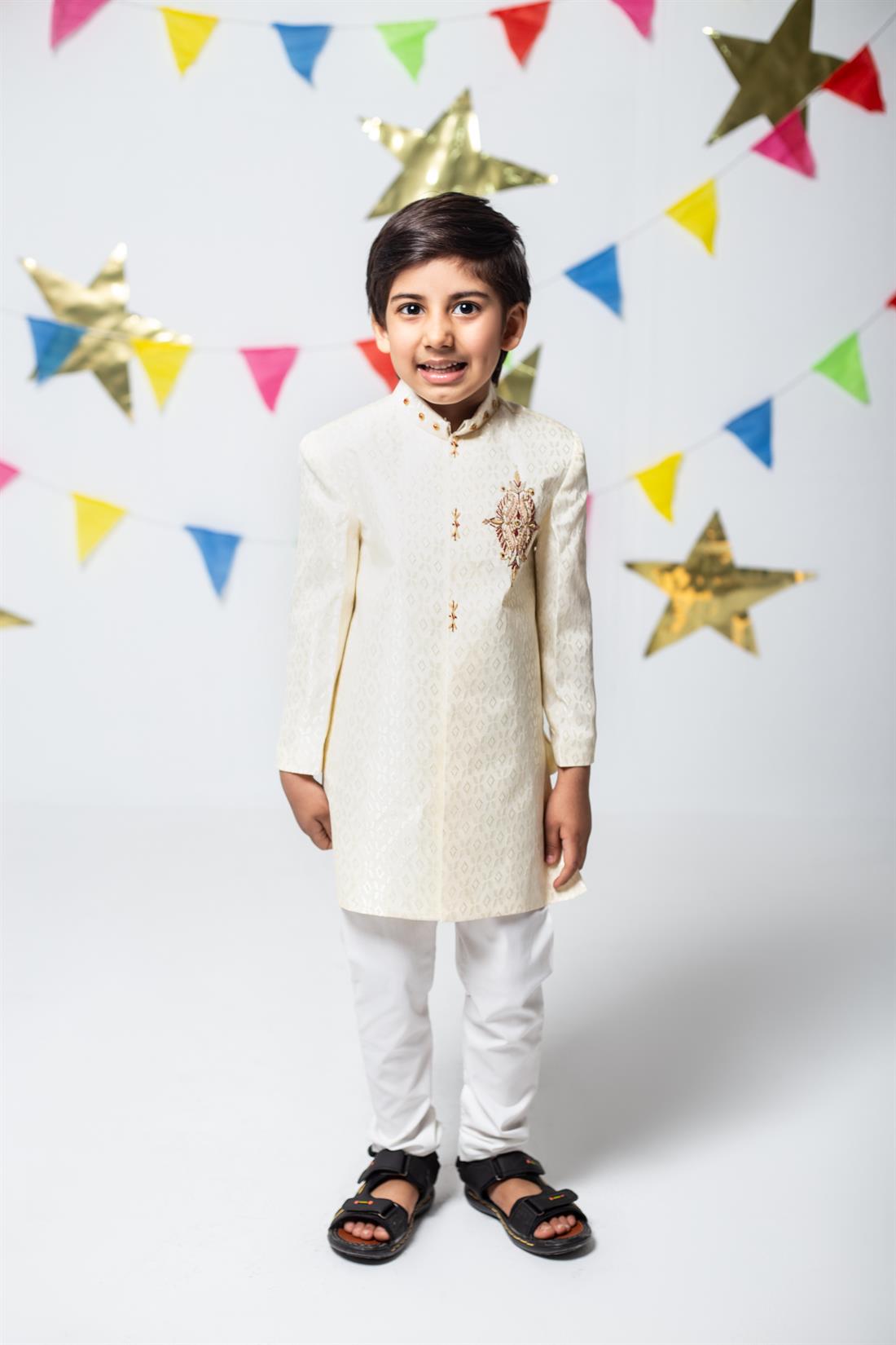 Cream Embroidered Kids