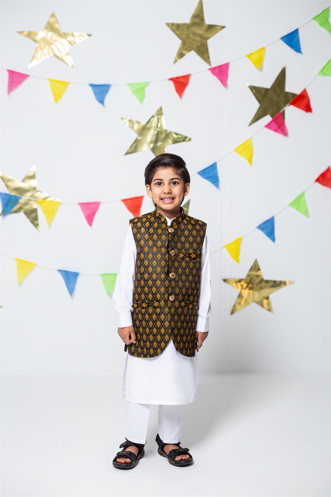 Black & Gold Boys Waistcoat