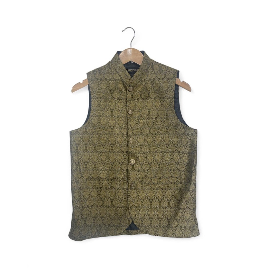 Black & Gold Printed Mens Waistcoat