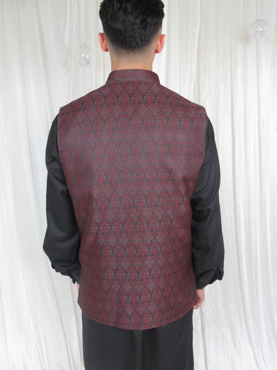 Maroon Mens Brown Brocade Waistcoat