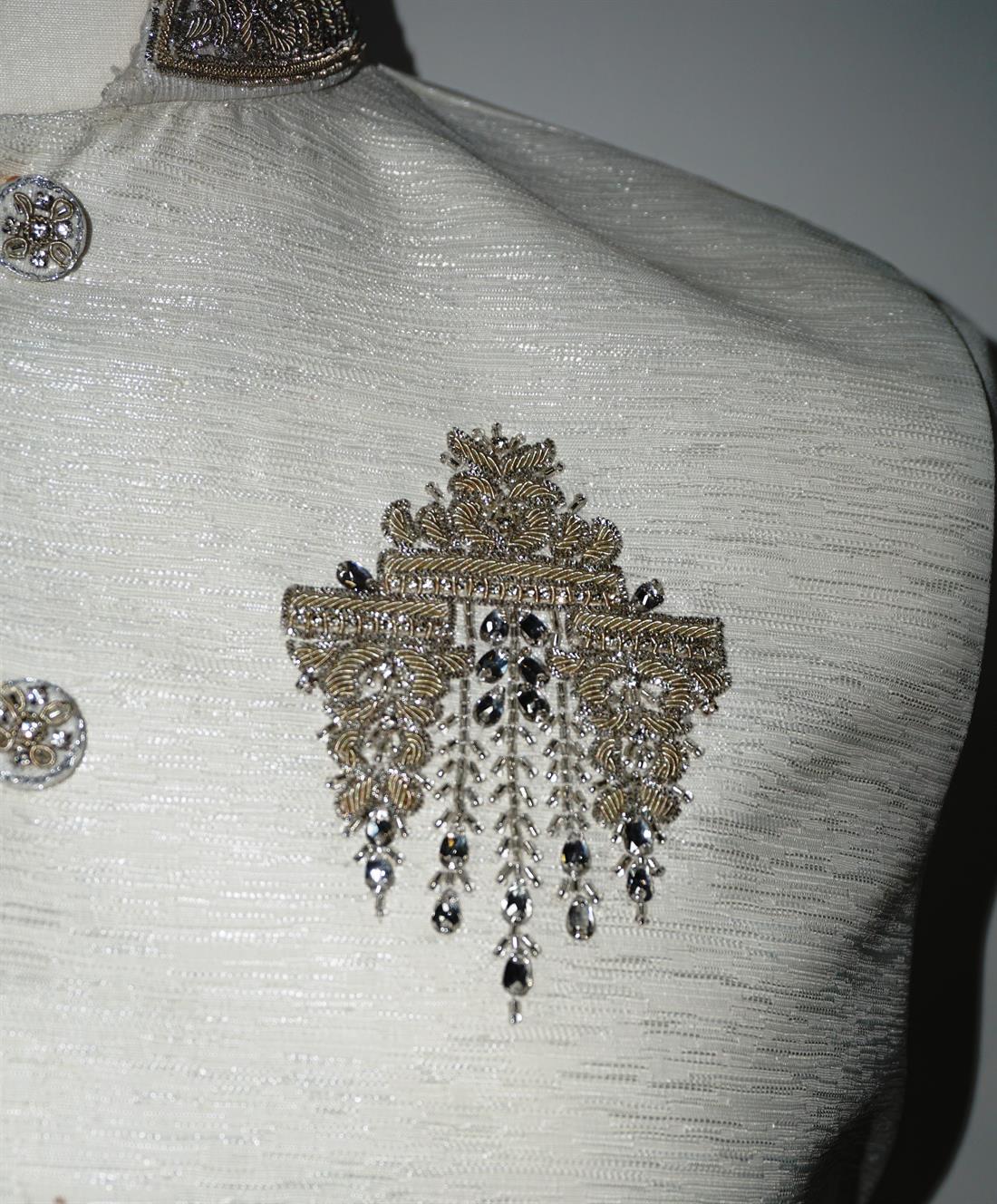 White & Grey Mens Brocade Waistcoat.
