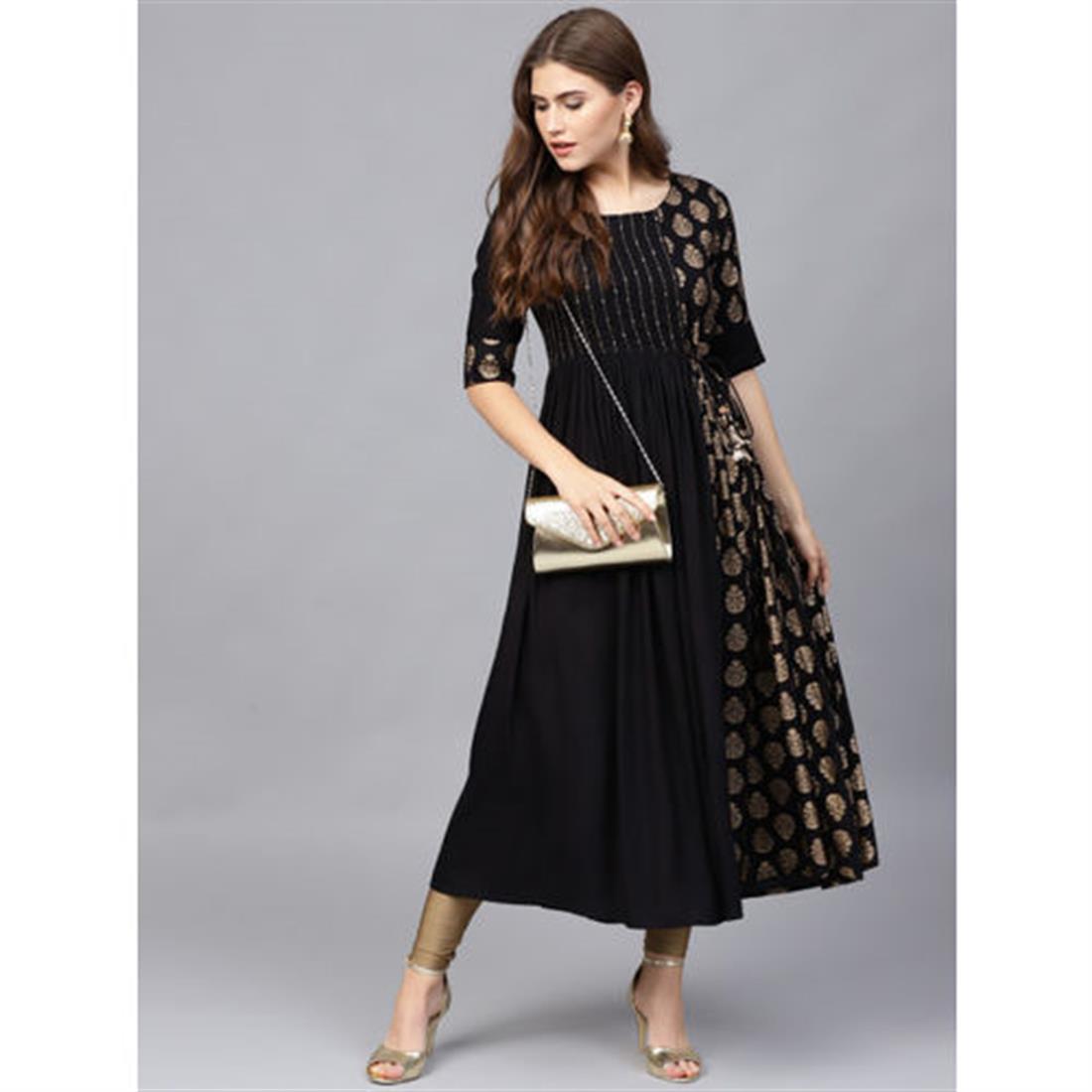 Black Sequinned A-Line Ladies Tunics and Kurta