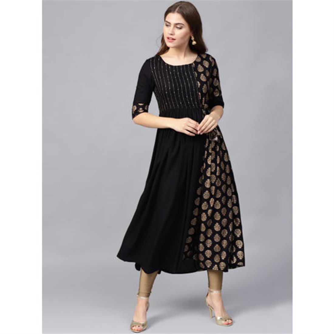 Black Sequinned A-Line Ladies Tunics and Kurta