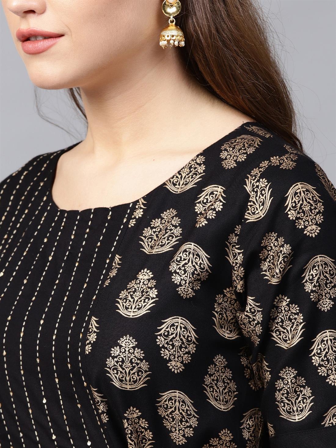 Black Sequinned A-Line Ladies Tunics and Kurta