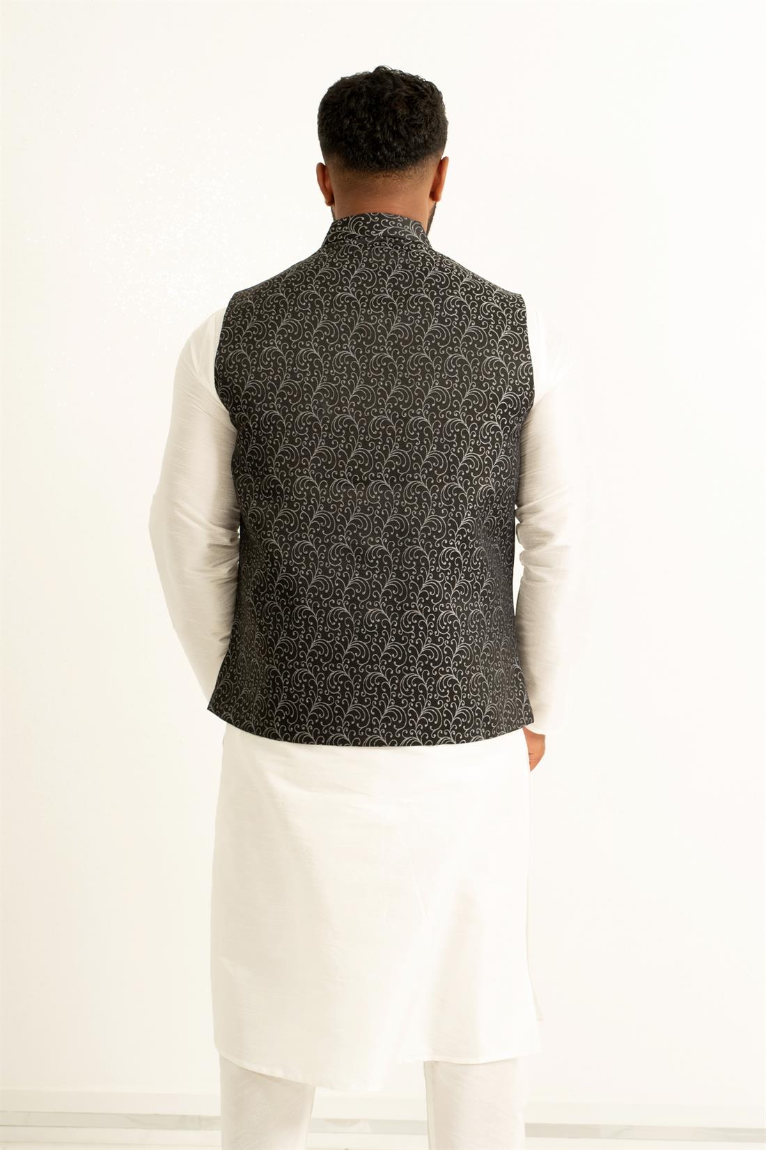 Black & Silver Grey and Brocade with Matching Buttons