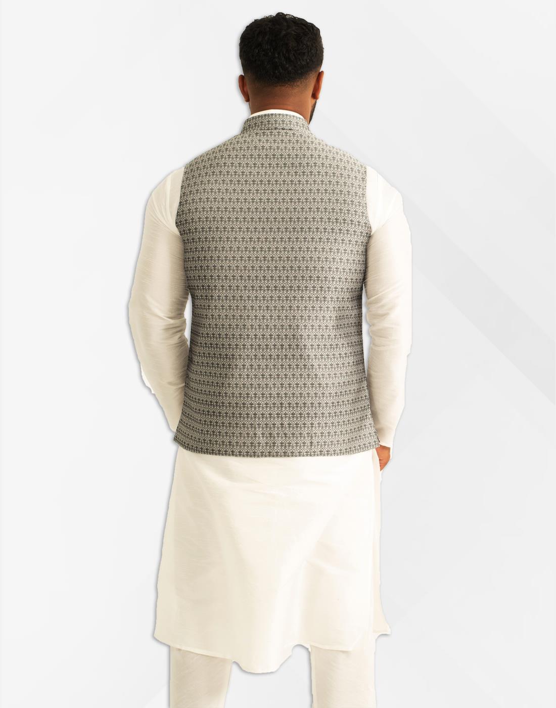 Grey and Black Brocade with Matching Buttons