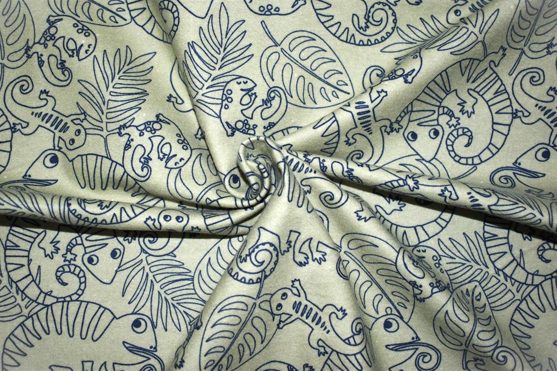 Green Lizards - Brushed Cotton Flannel Winceyette Fabric Craft