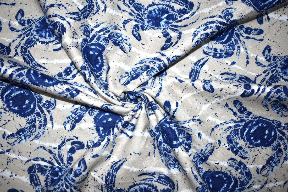 Beige King Crab - Brushed Cotton Flannel Winceyette Fabric Craft
