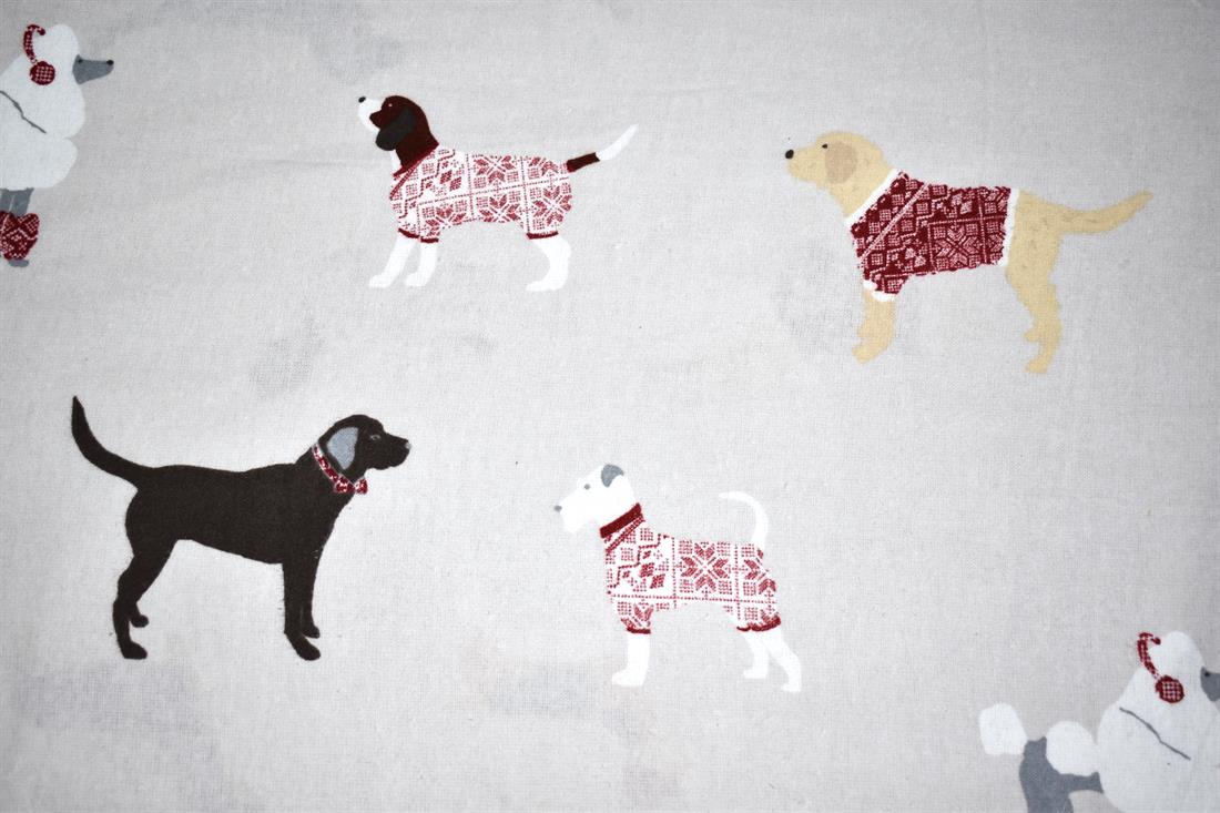 Grey Doggy World - Brushed Cotton Flannel Winceyette Fabric Craft