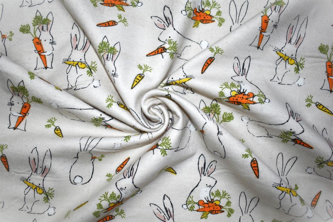 Light Beige Bunny - Brushed Cotton Flannel Winceyette Fabric Craft