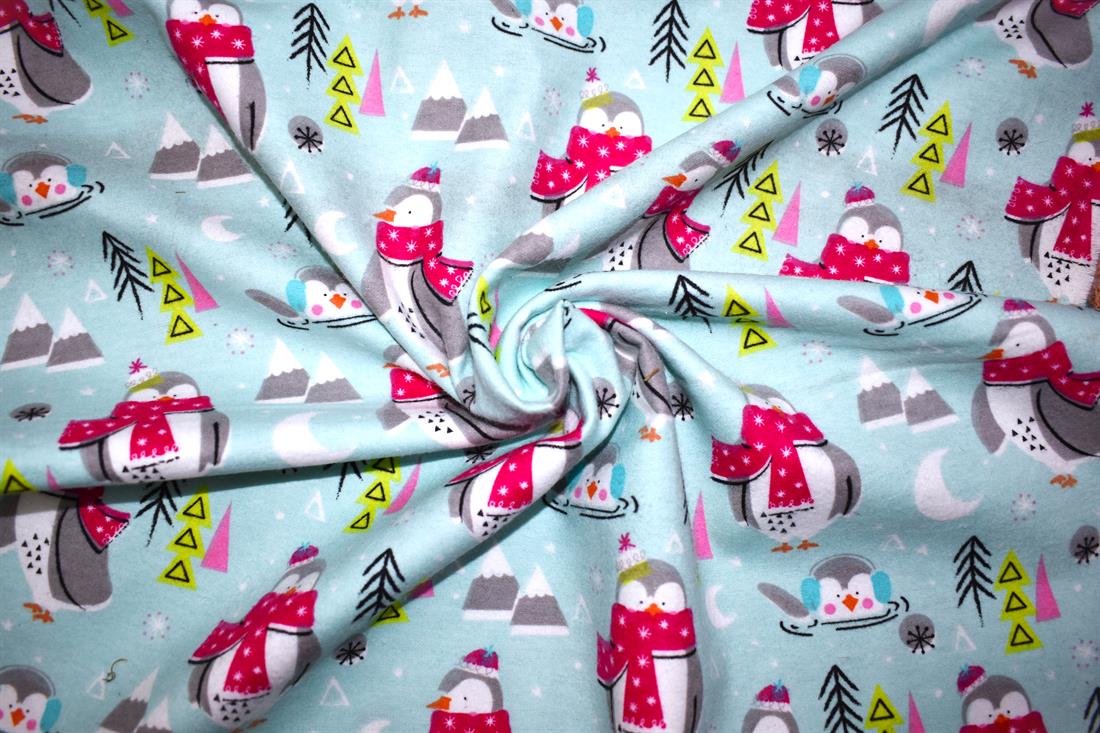 Aqua Mint Printed Brushed Cotton