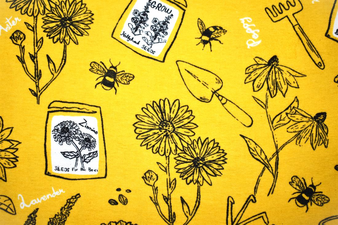 Yellow Bee Garden - Brushed Cotton Flannel Winceyette Fabric Craft