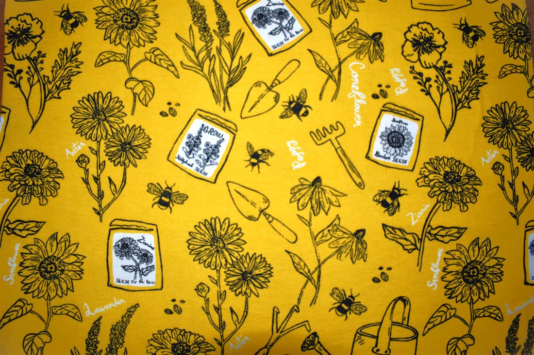 Yellow Bee Garden - Brushed Cotton Flannel Winceyette Fabric Craft