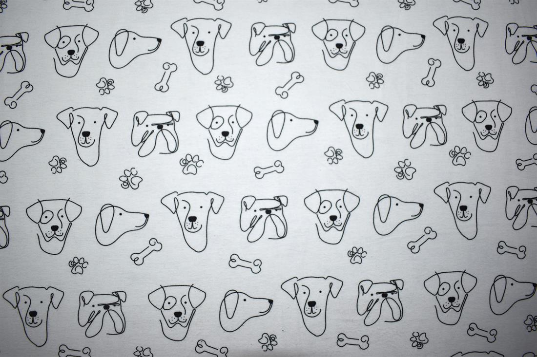 Off White Dog Face - Brushed Cotton Flannel Winceyette Fabric Craft