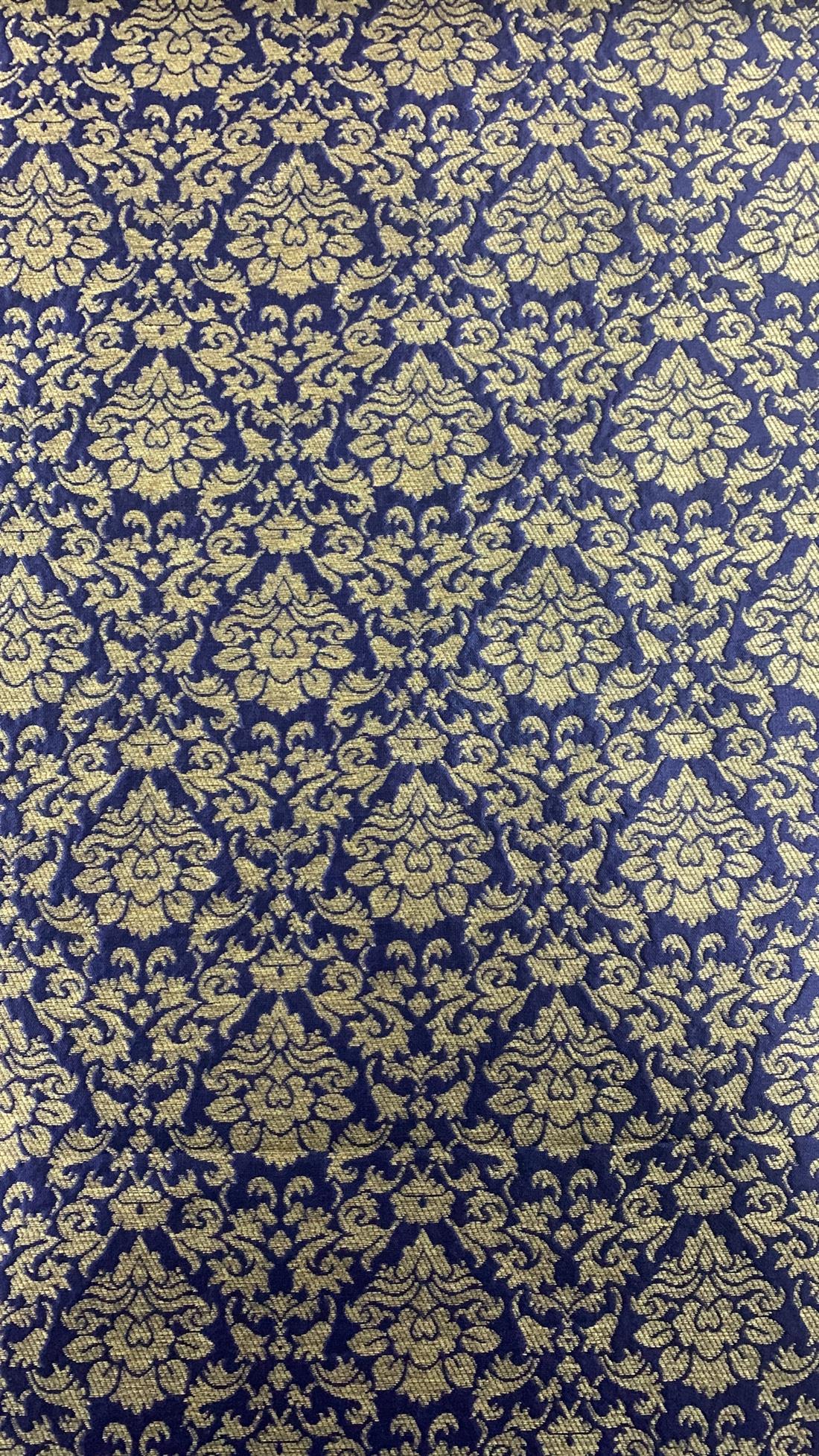 Gold & Navy Brocade