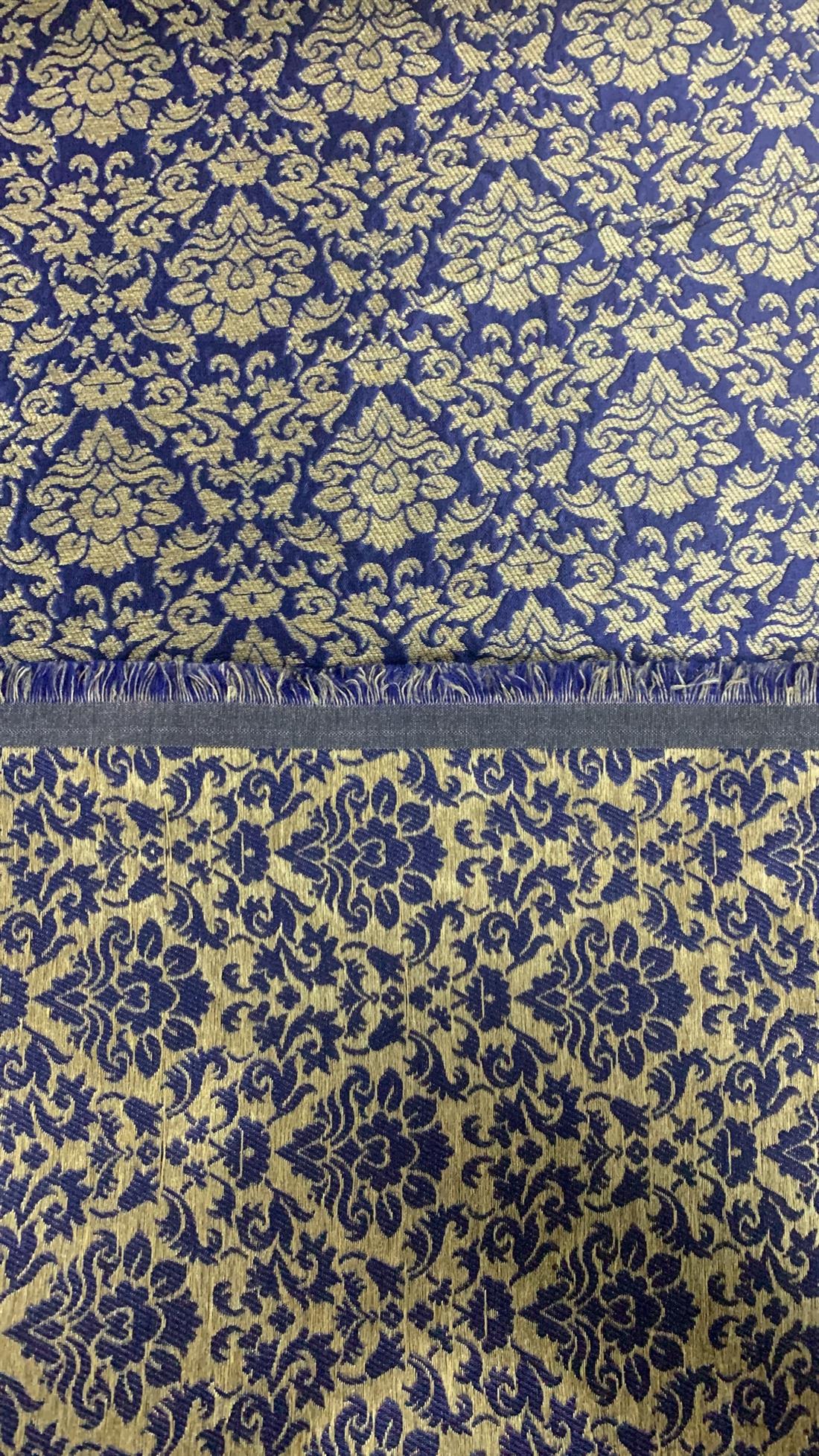 Gold & Navy Brocade