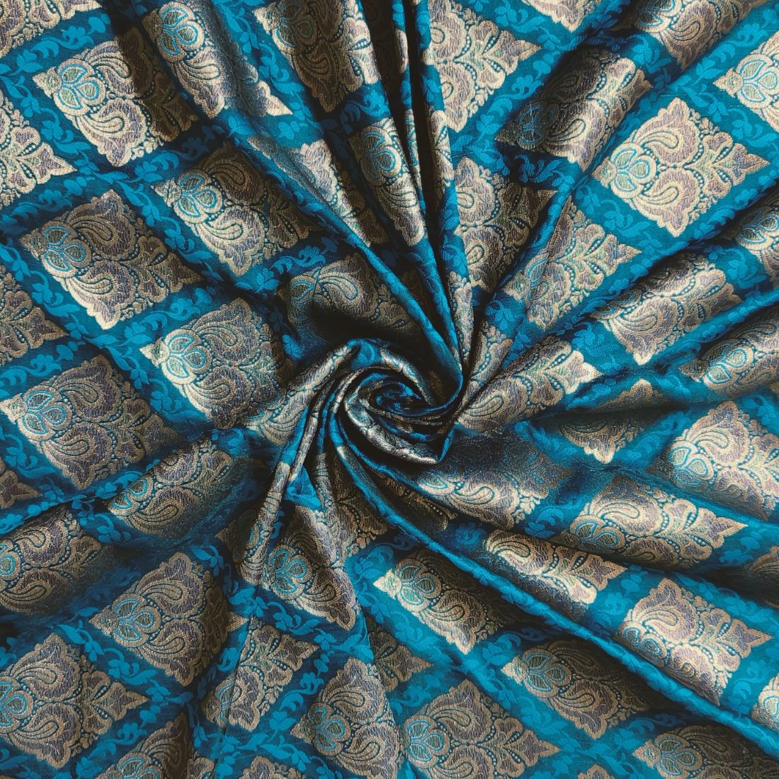 Dark Turquoise Premium Quality Brocade