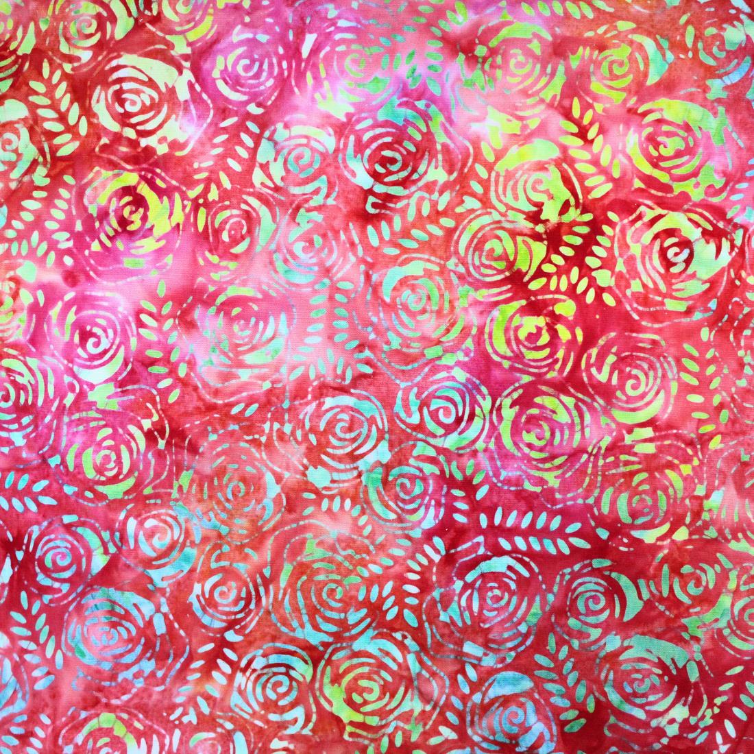 COL 1 Cotton Hand Printed Rose Design Bali Batik