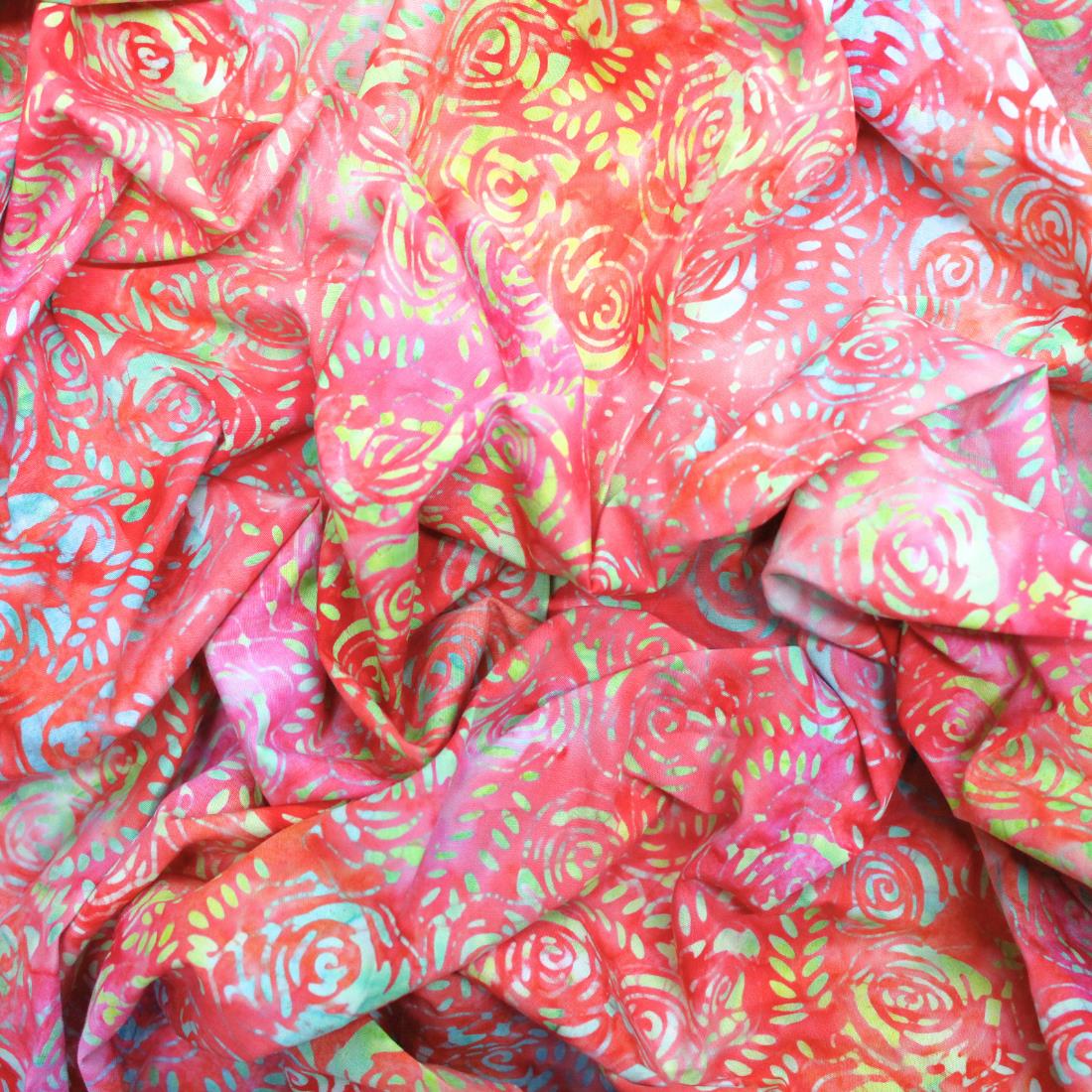 COL 1 Cotton Hand Printed Rose Design Bali Batik