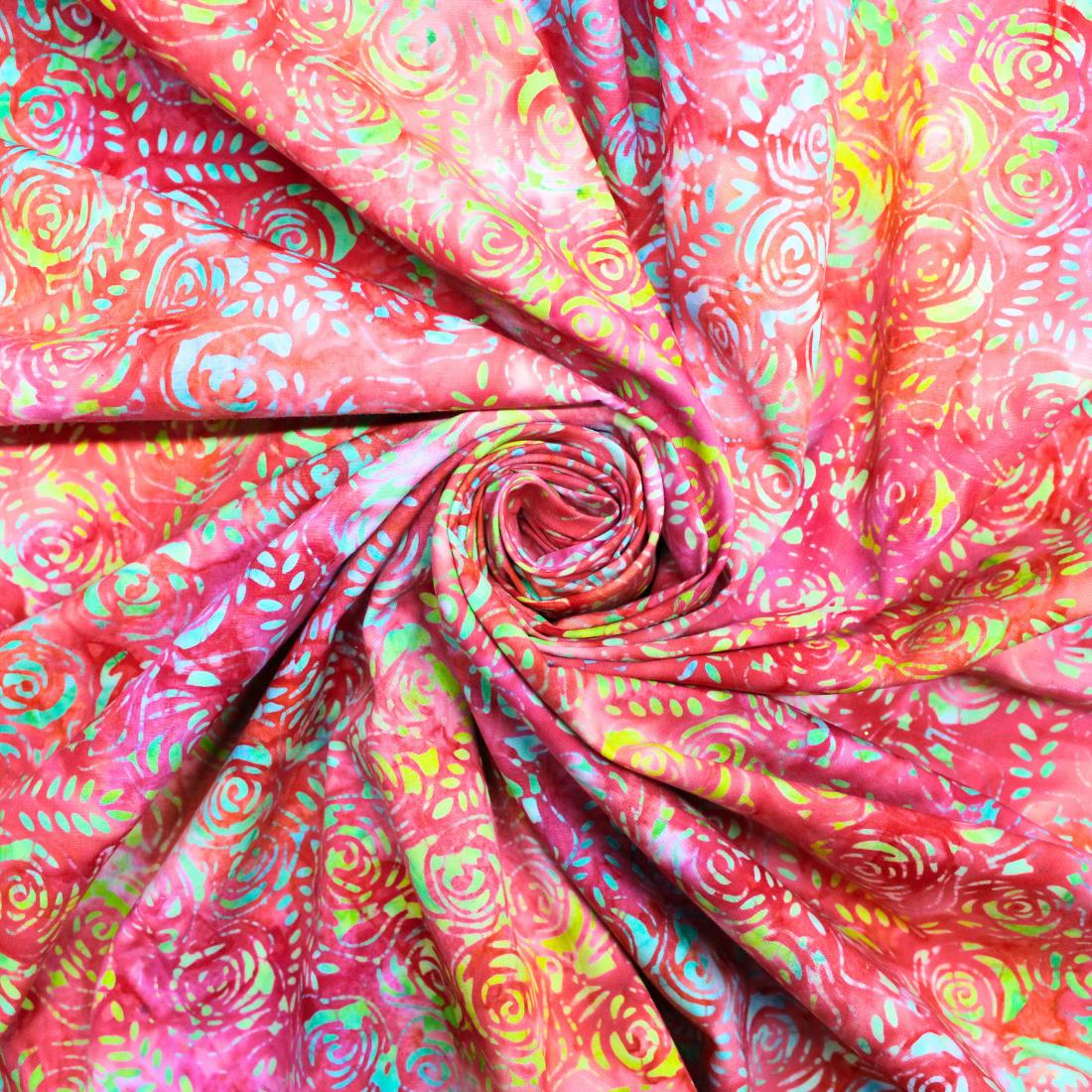 COL 1 Cotton Hand Printed Rose Design Bali Batik