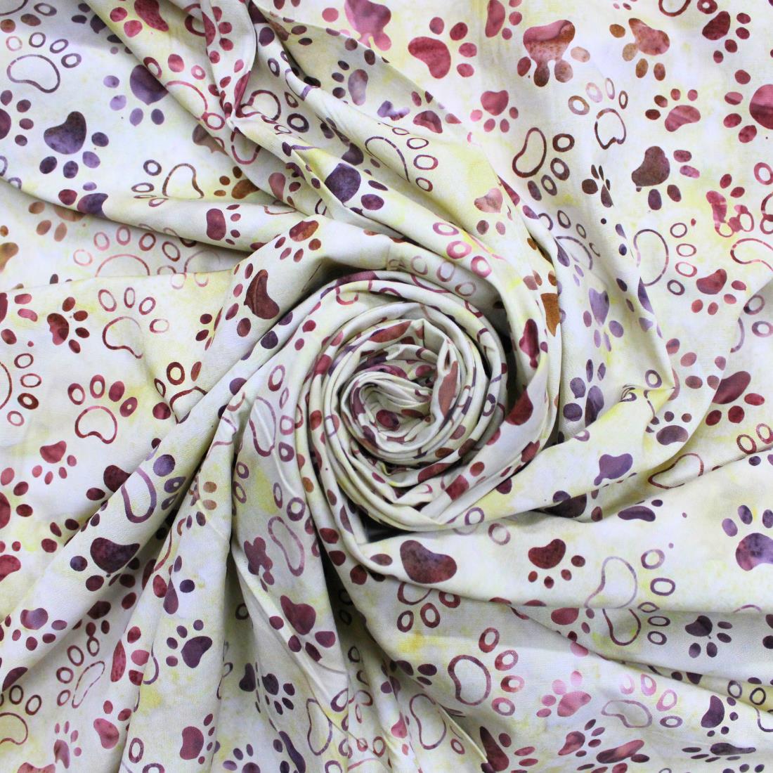 COL 2 Cotton Hand Printed Paw Design Bali Batik