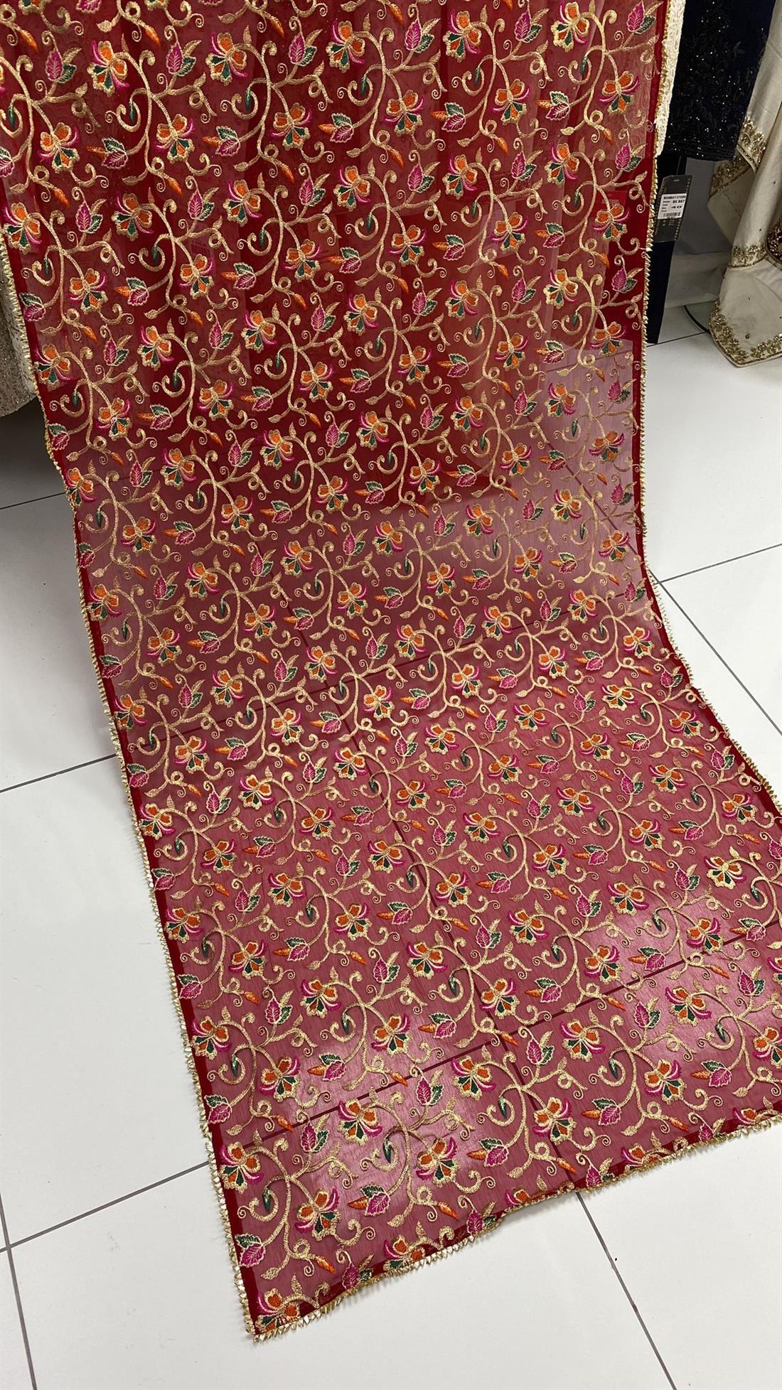 Red Chiffon Dupatta 2.50 Yards