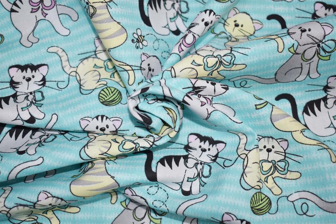 Aqua Mint Printed Cotton Fabrics