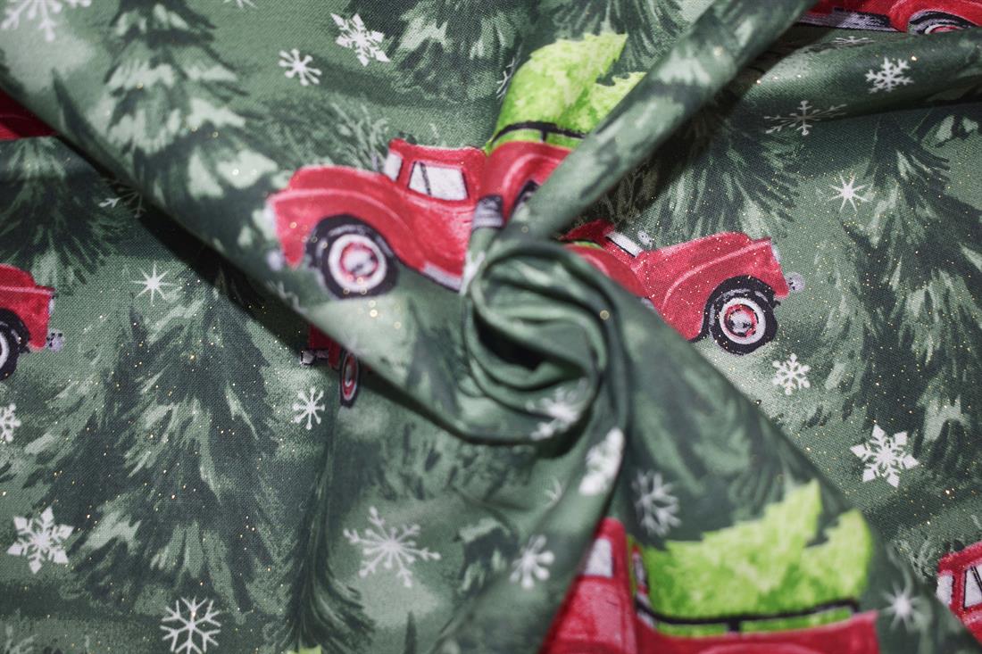 Bottle Green Printed Cotton Fabrics