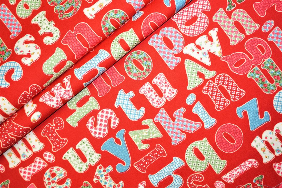 Red Printed Craft Cotton Poplin Fabric Quilting Patchwork