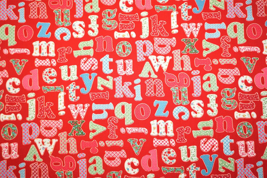 Red Printed Craft Cotton Poplin Fabric Quilting Patchwork