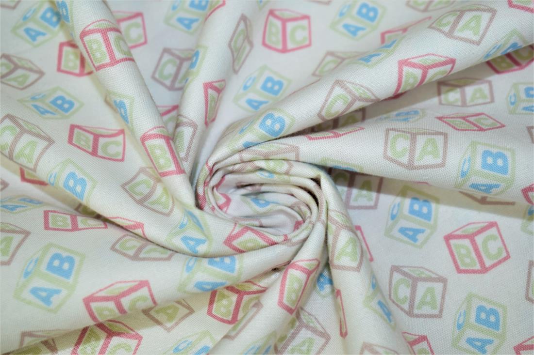 White Printed Craft Cotton Poplin Fabric Quilting Patchwork