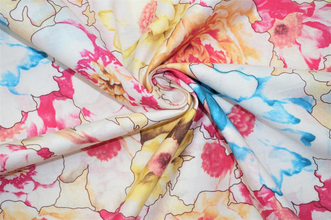 Multicolour Lawn Printed Cotton Lawns