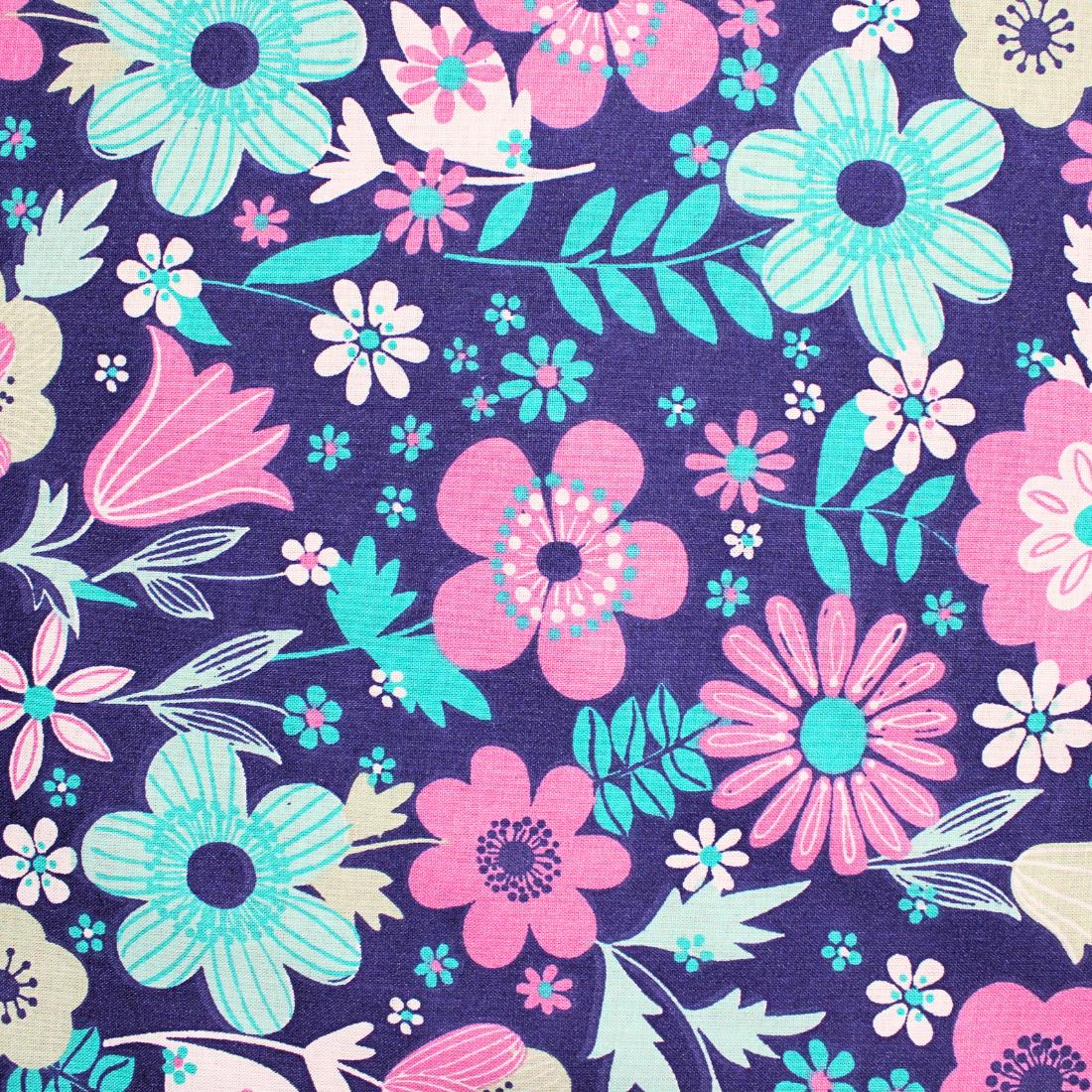 Purple Printed Craft Cotton Poplin Fabric Quilting Patchwork