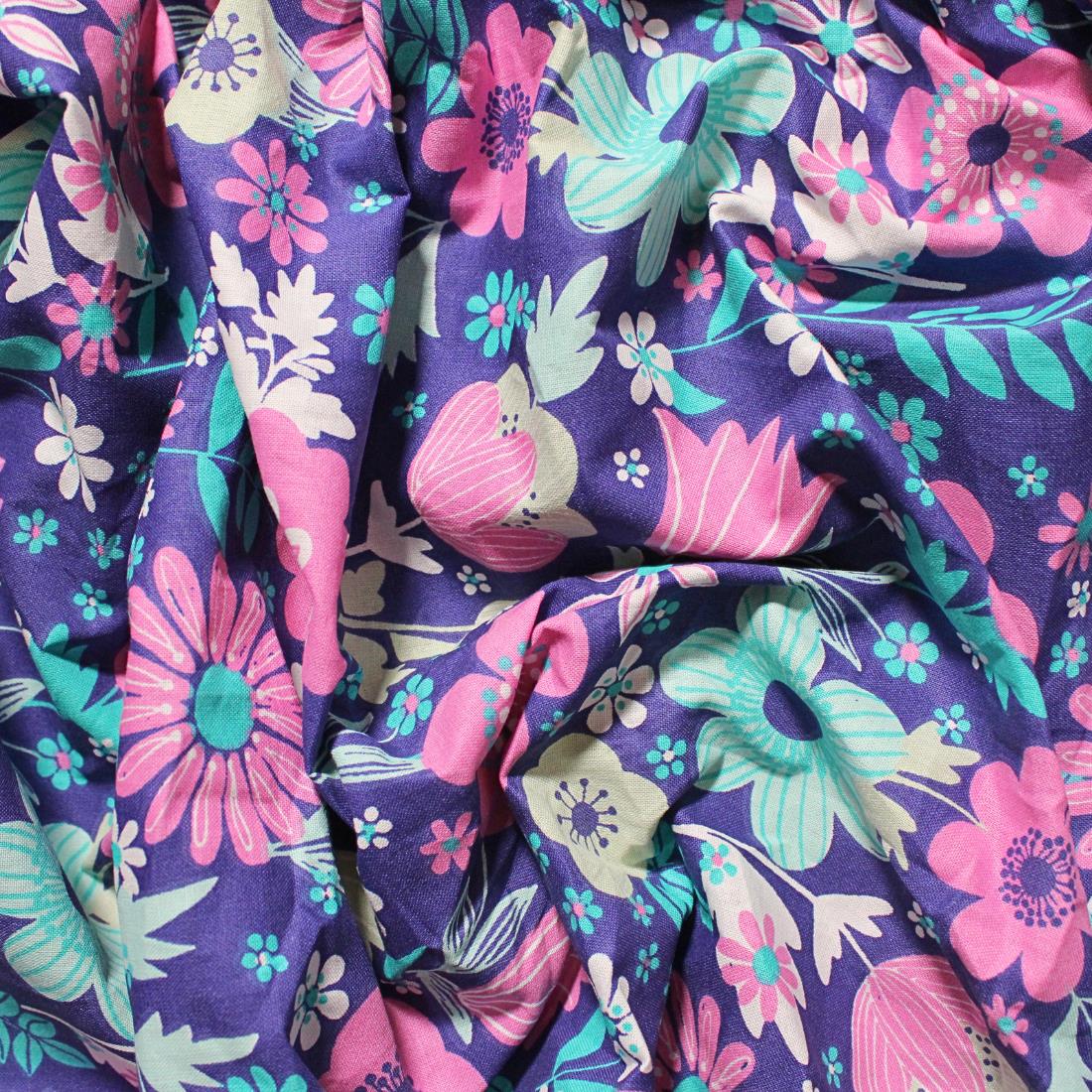 Purple Printed Craft Cotton Poplin Fabric Quilting Patchwork