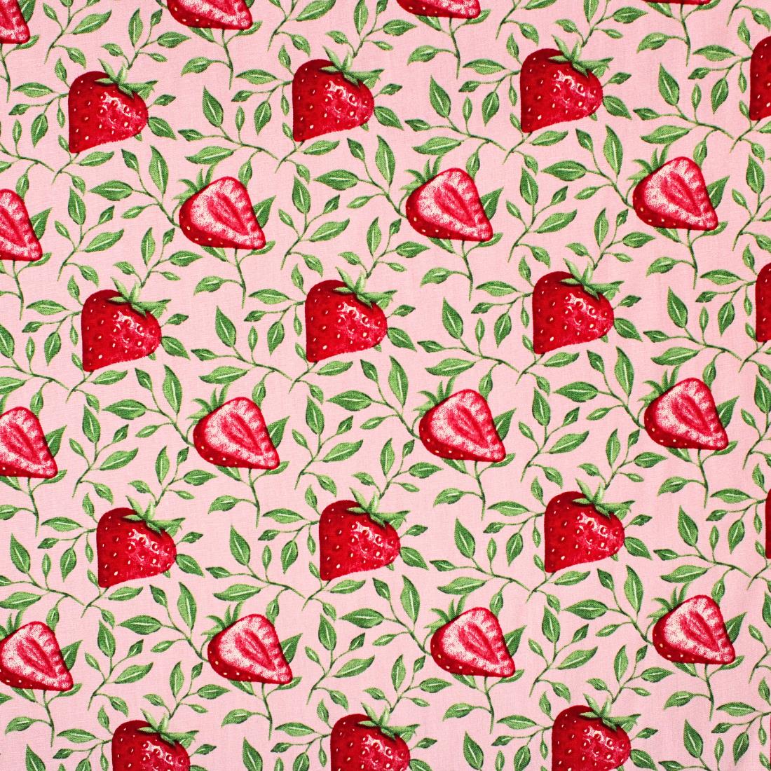 Rose Cotton Strawberry Leaves