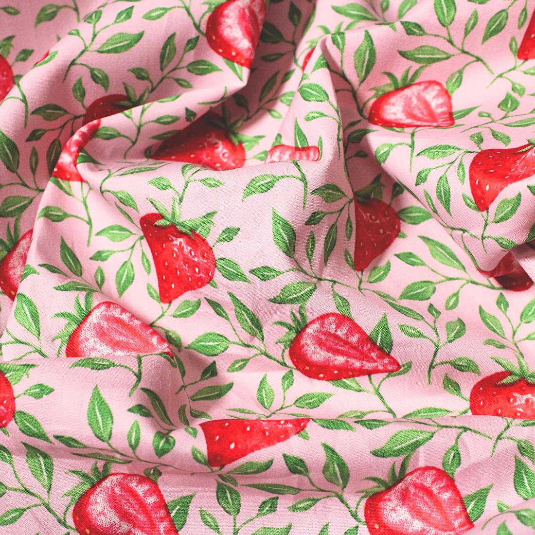 Rose Cotton Strawberry Leaves