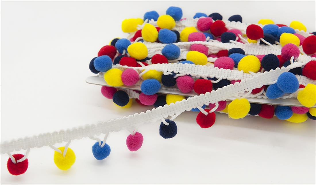 Bright Multicolour 12 Mm Pom Trim