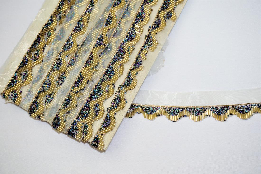 Gold & Navy Indian Vintage Style Lace