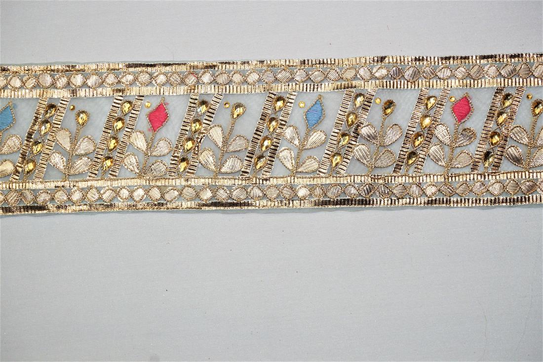Blue & Pink Indian Vintage Style Lace