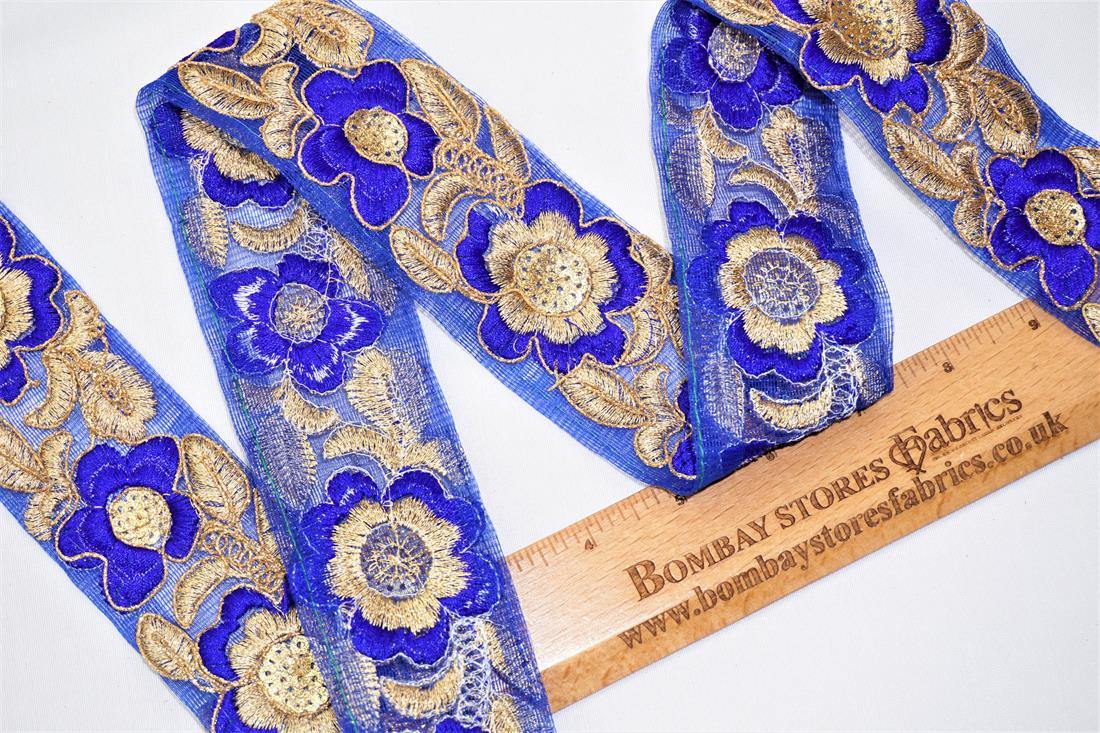 Blue Indian Vintage Style Lace