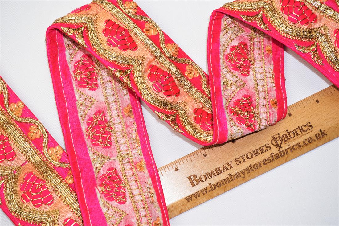 Cerise Indian Vintage Style Lace