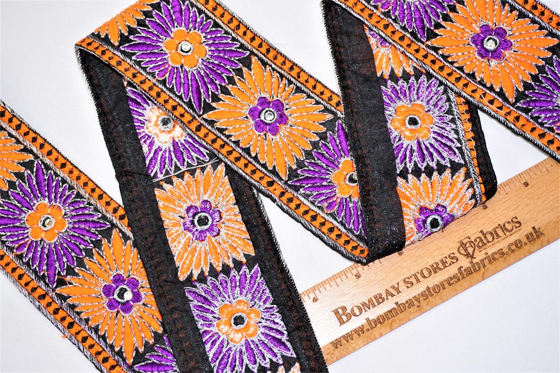 Orange & Purple Indian Vintage Style Lace