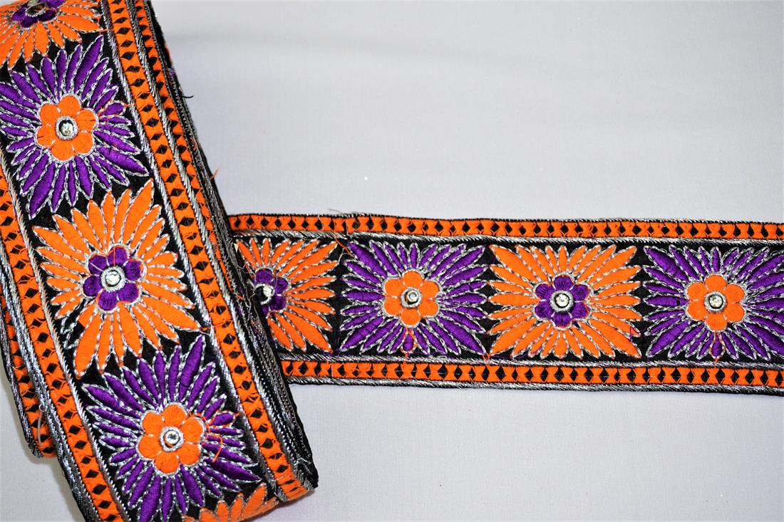Orange & Purple Indian Vintage Style Lace