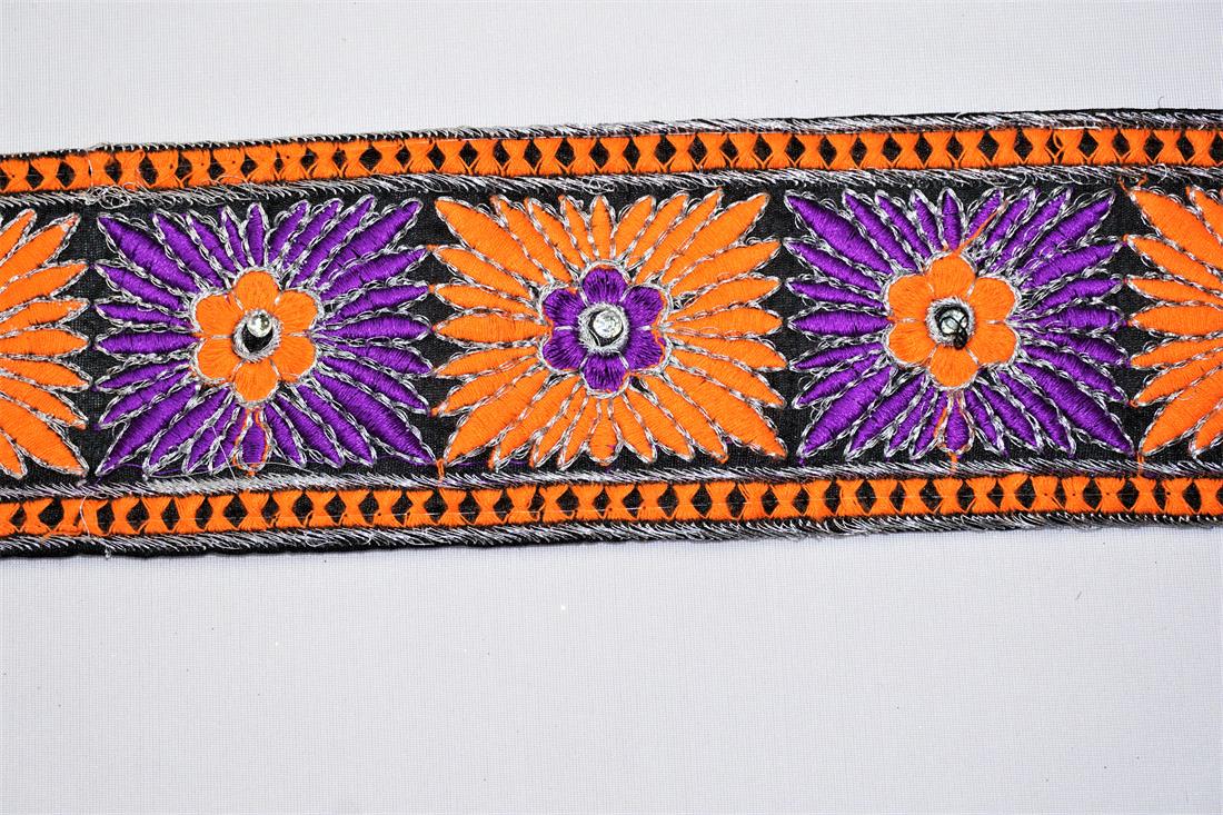Orange & Purple Indian Vintage Style Lace