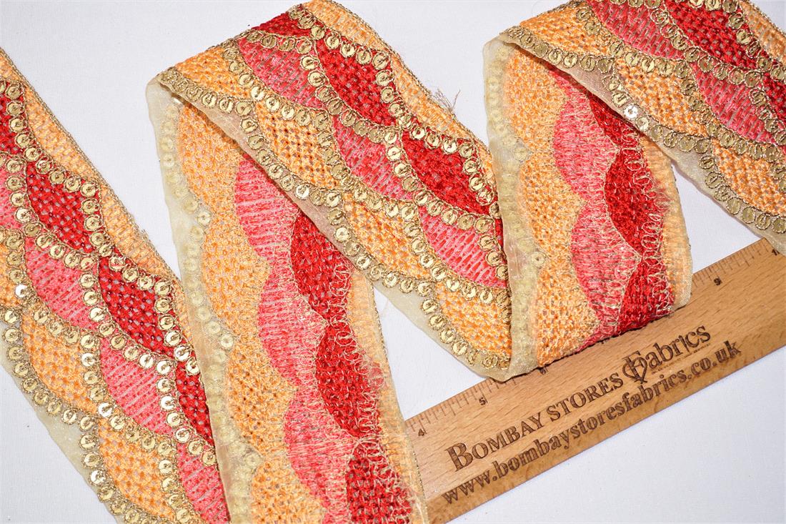 RED & Coral Indian Vintage Style Lace