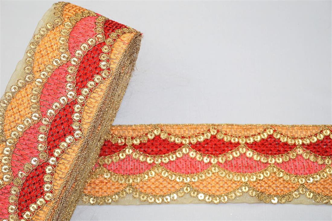 RED & Coral Indian Vintage Style Lace