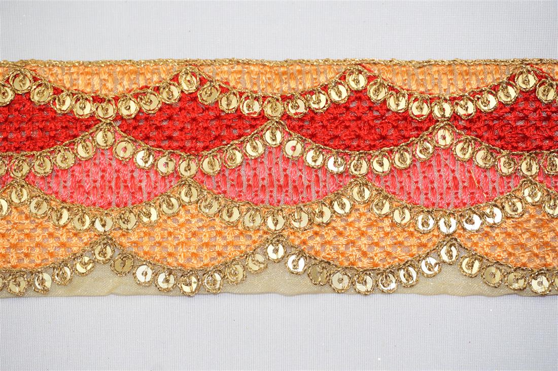 RED & Coral Indian Vintage Style Lace