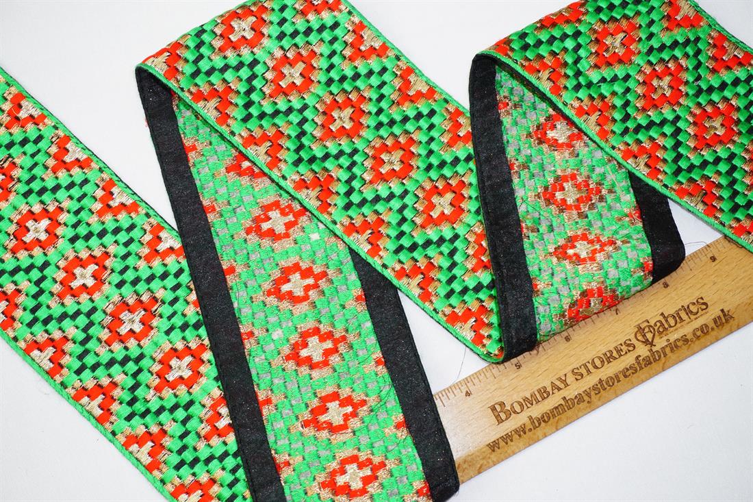 Green & RED Indian Vintage Style Lace