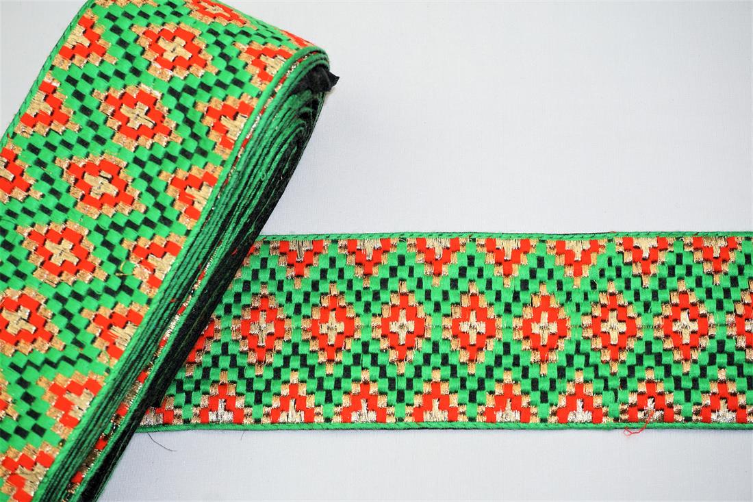 Green & RED Indian Vintage Style Lace