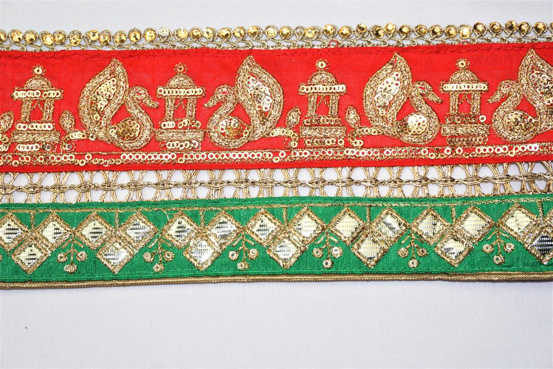Red & Green Indian Vintage Style Lace